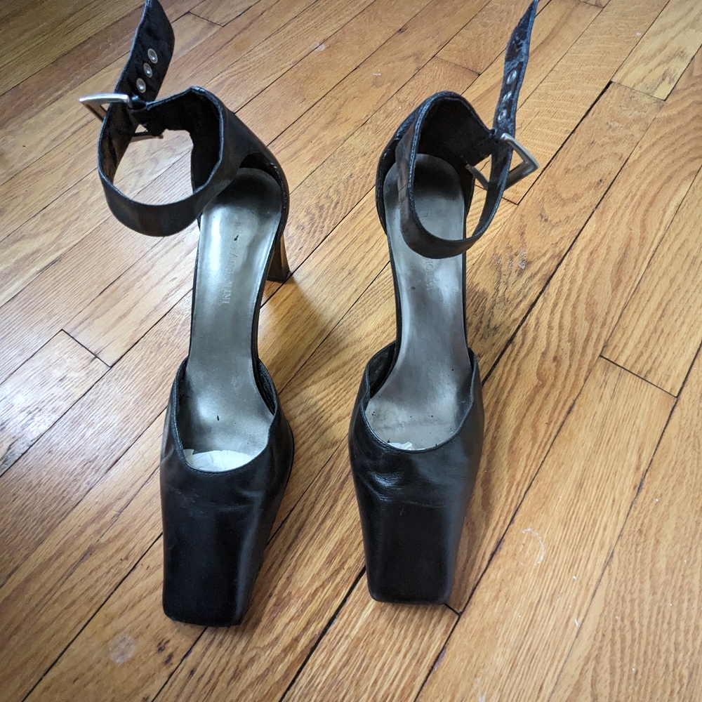 Enzo Angiolini black leather ankle strap heel size 9 - Picture 1 of 4